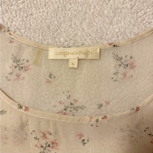 LoveShackFancy Cata Mini Dress Floral Sheer Ruffle Silk Sheer Shortbread - Picture 12 of 16